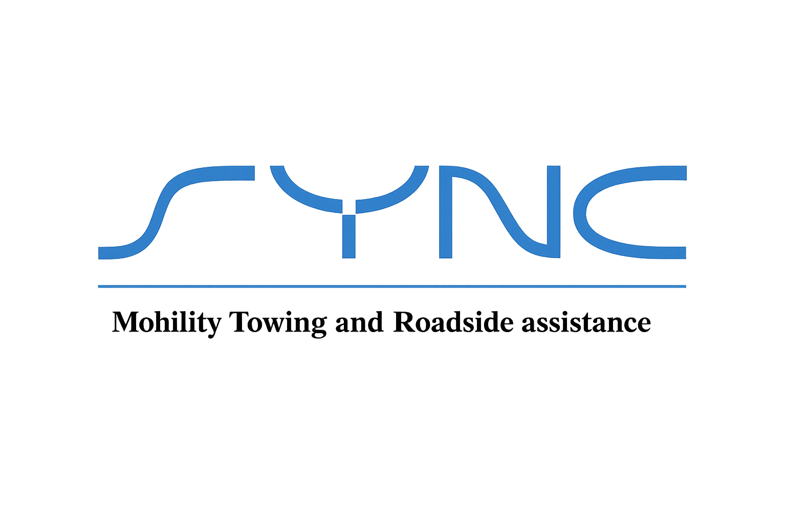 Sync mobility towing and roadside assistance company logo in blue